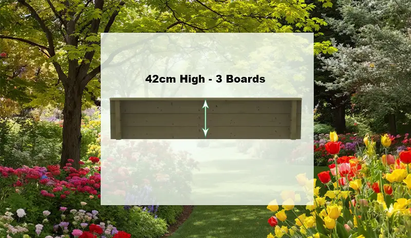 42cm High (3 Boards) Wooden Raised Garden Bed