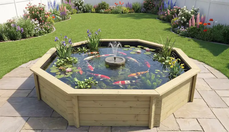 Octagonal Wooden Fish Pond