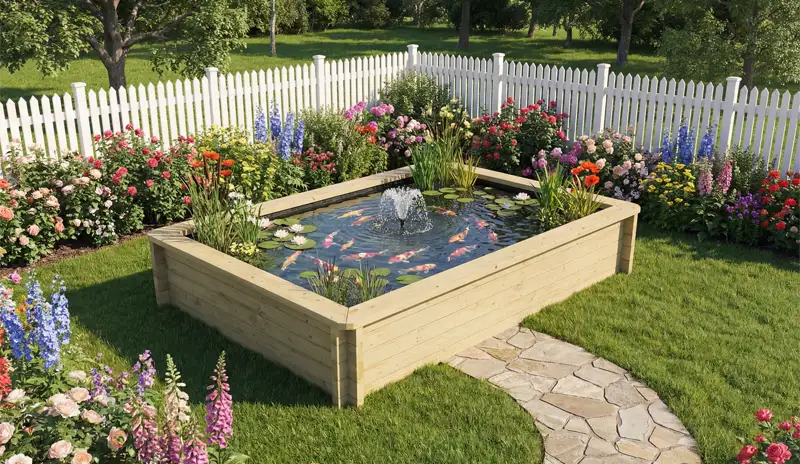 Rectangle Wooden Fish Pond