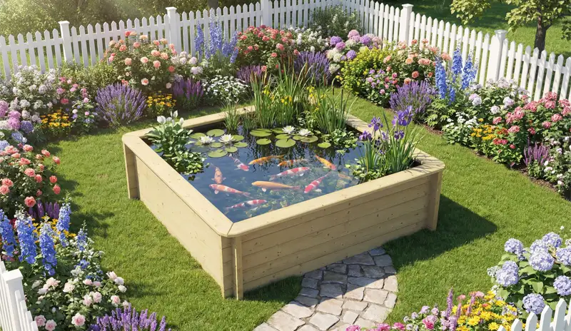 Square Wooden Fish Pond