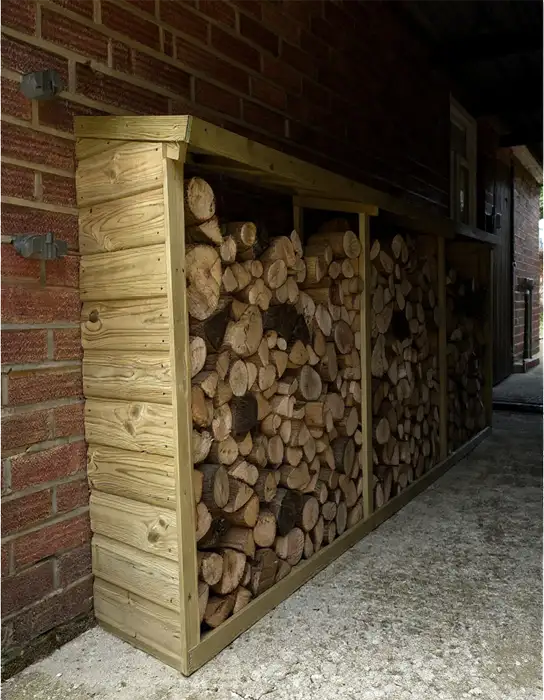Narrow Log Store in a Garage Area