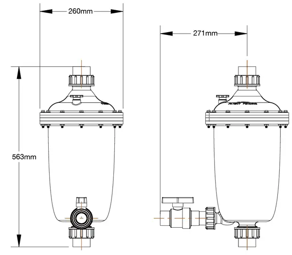 Waterco Multicyclone MC12 Dimensions