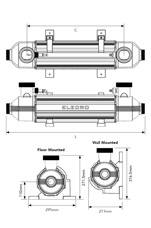 Elecro Titanium Heat Exchanger Dimensions
