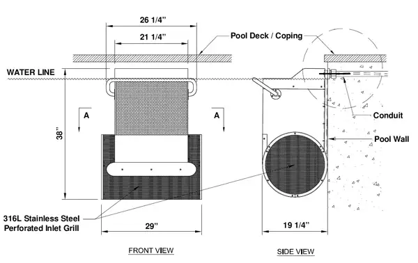 Fastlane Through Wall Front and Side Dimensions