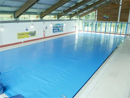 Leisure Centre with a Blue Heat Retention Cover on the pool