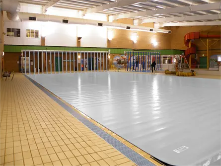 Leisure Centre with a Grey Heat Retention Cover on the pool