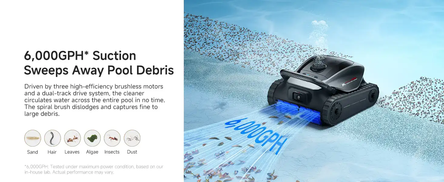 MOVA A10 Suction Sweeps Away Pool Debris